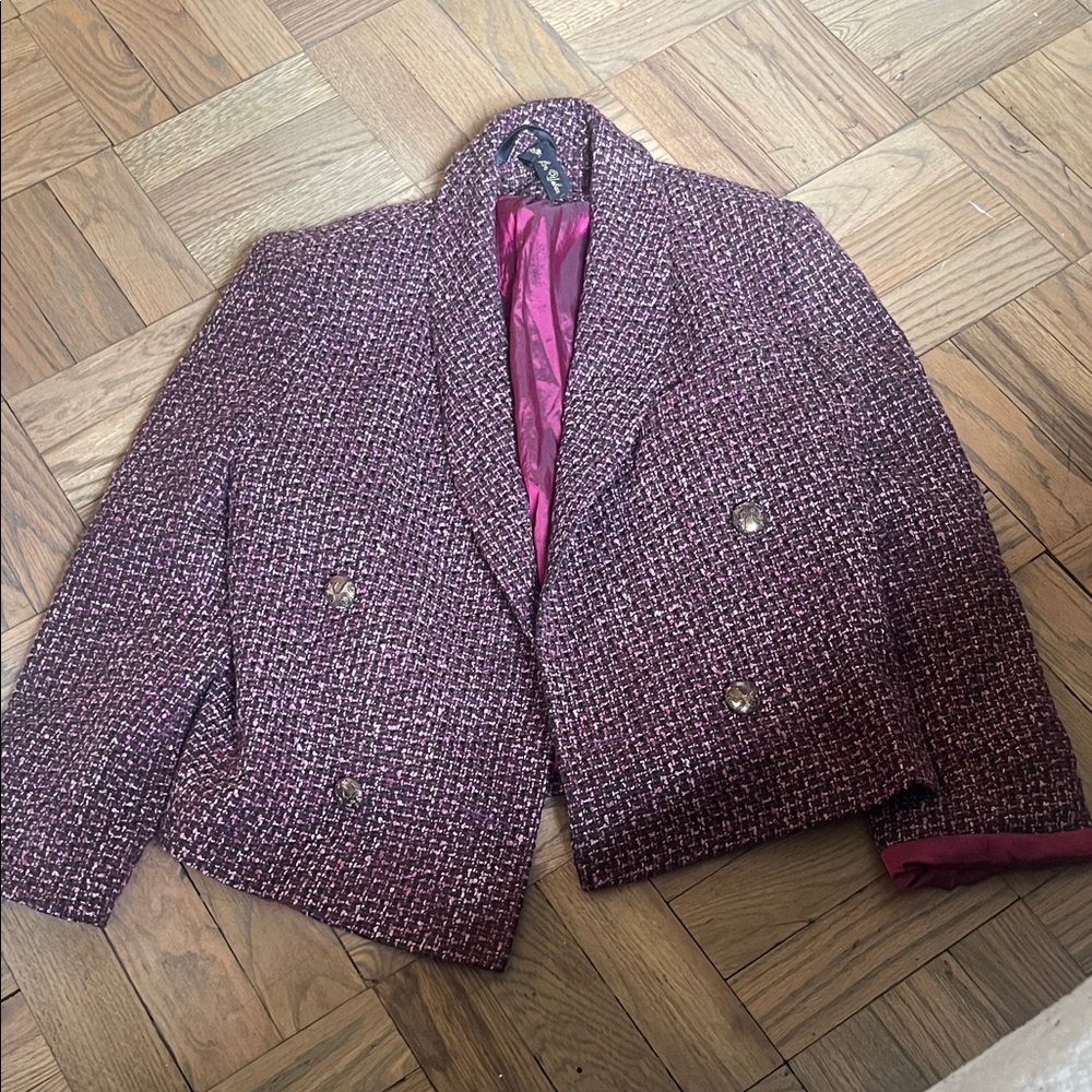 Urban Outfitters Purple Tweed Blazer size large retro chanel style